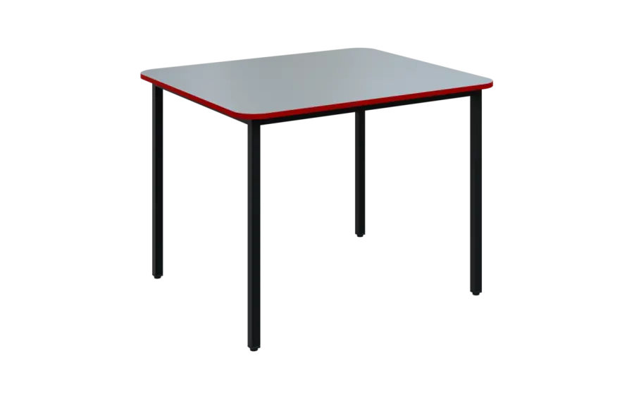 JSBR 90N Jídelní stůl 900 x 900 mm, deska šedá s hranou červená flamengo / podnož černá